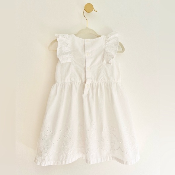 Carter's BEAUTIFUL White Ruffle Sleeve Eyelet Dress Baby Girl 9 Months - Picture 4 of 5